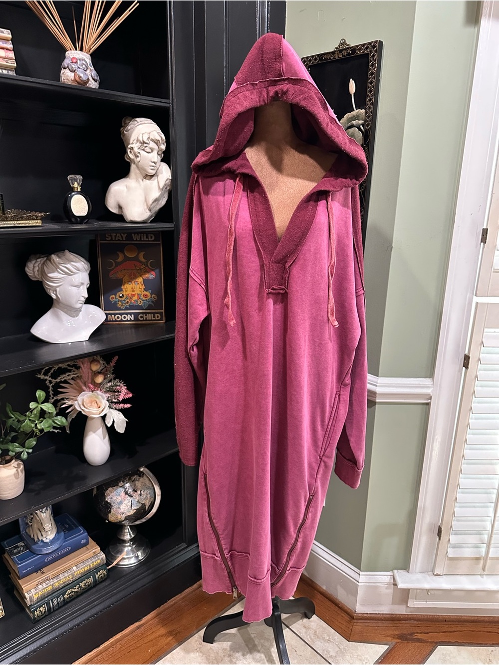 Oli & Hali Washed Pink Hooded Sweatshirt Tunic Dress – Size Large